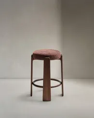 Барный табурет Granite из коричневой синели и массива ясеня с отделкой под орех