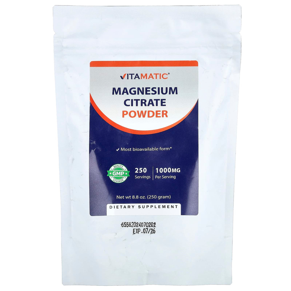 Vitamatic, цитрат магния в порошке, 250 г (8,8 унции)