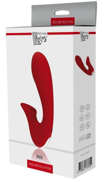 Красный вибромассажер с клиторальной стимуляцией IRIS - 20 см. (Цвет: красный)