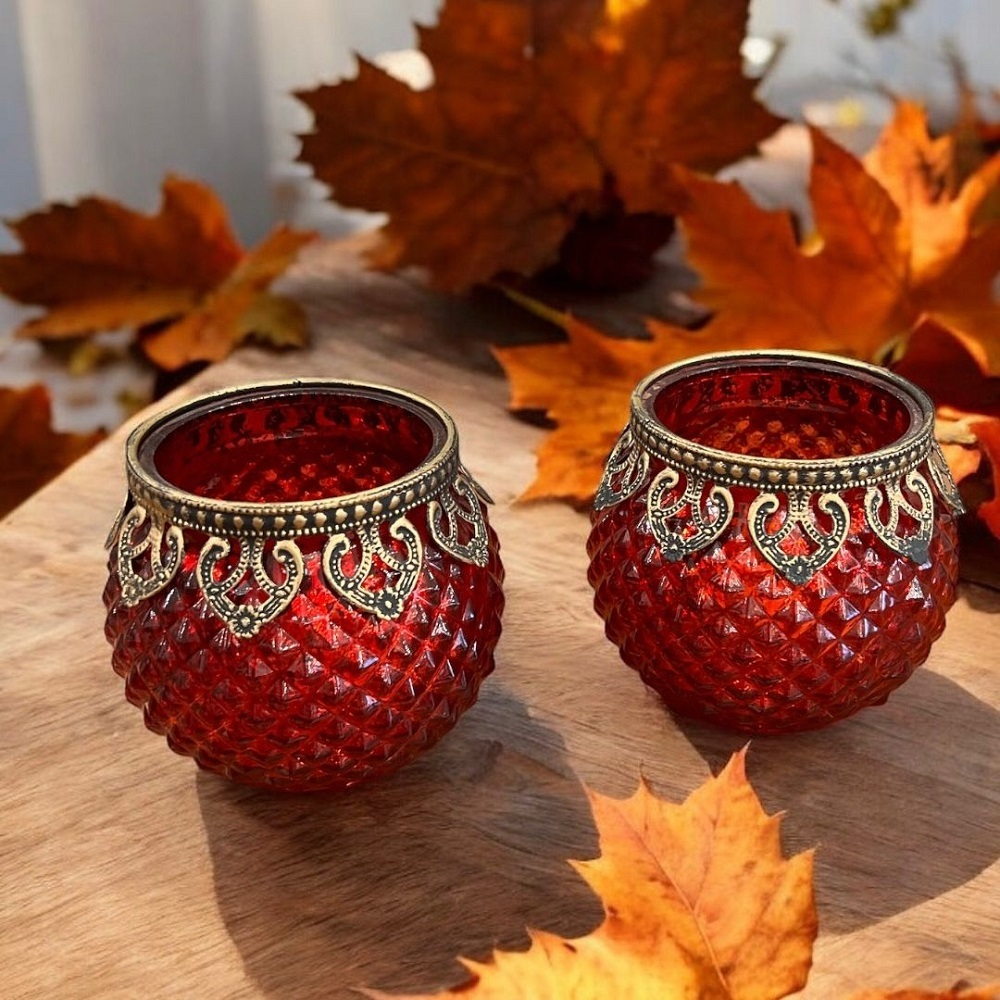 Подсвечник красный 10 см