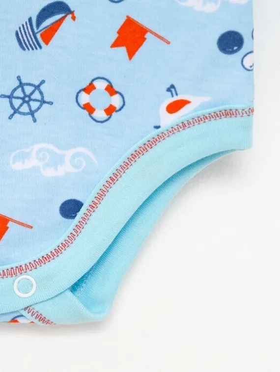 Боди детское «Полоска с якорем», цвет голубой, рост 80 см