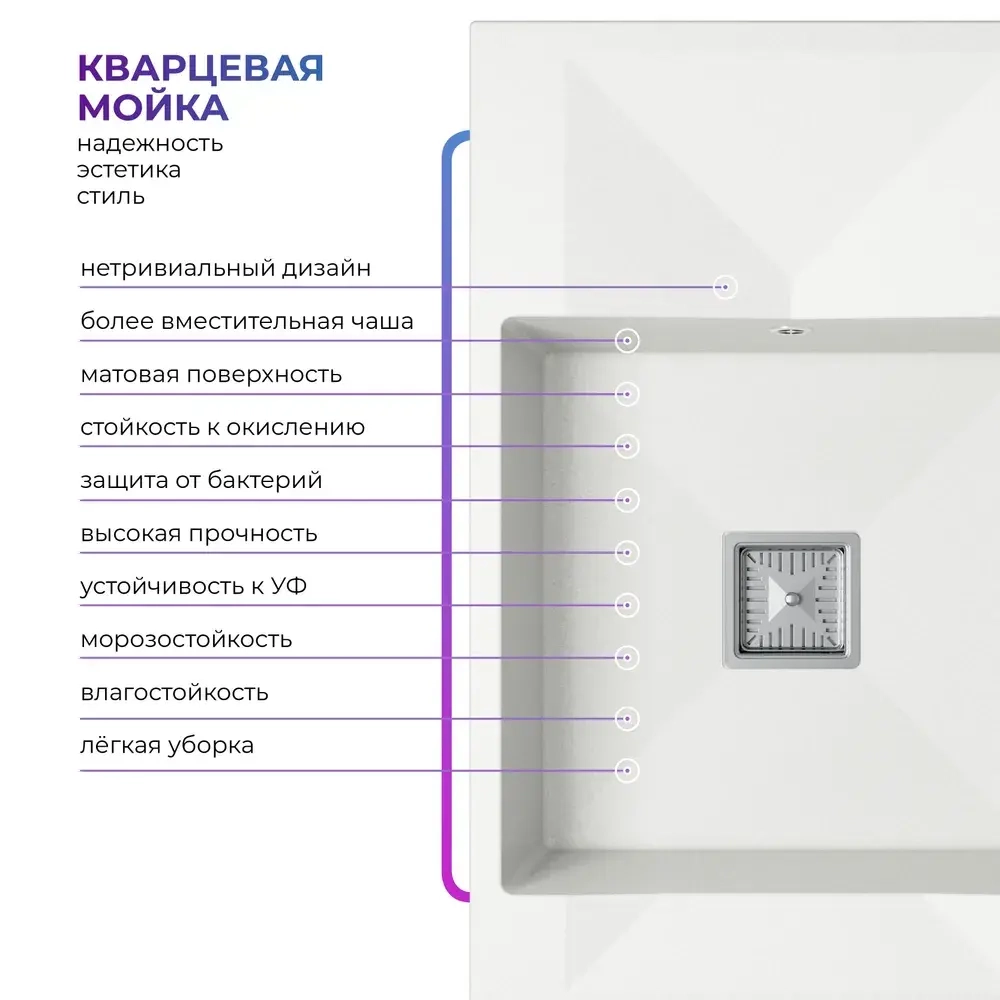 Мойка TOLERO BLADE-780 туман (белый)