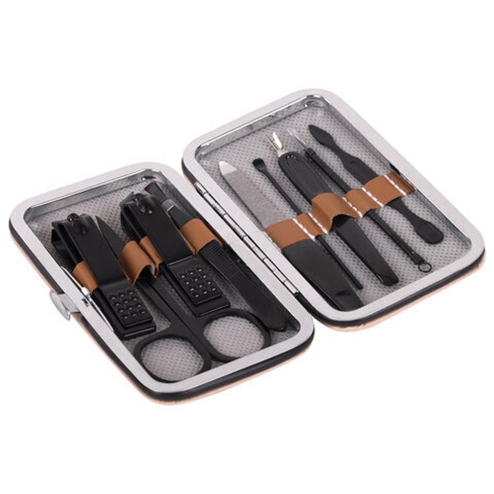 Универсальный набор для маникюра и педикюра 9 в 1 в футляре, MINI, бежевый, WBZ, 609492