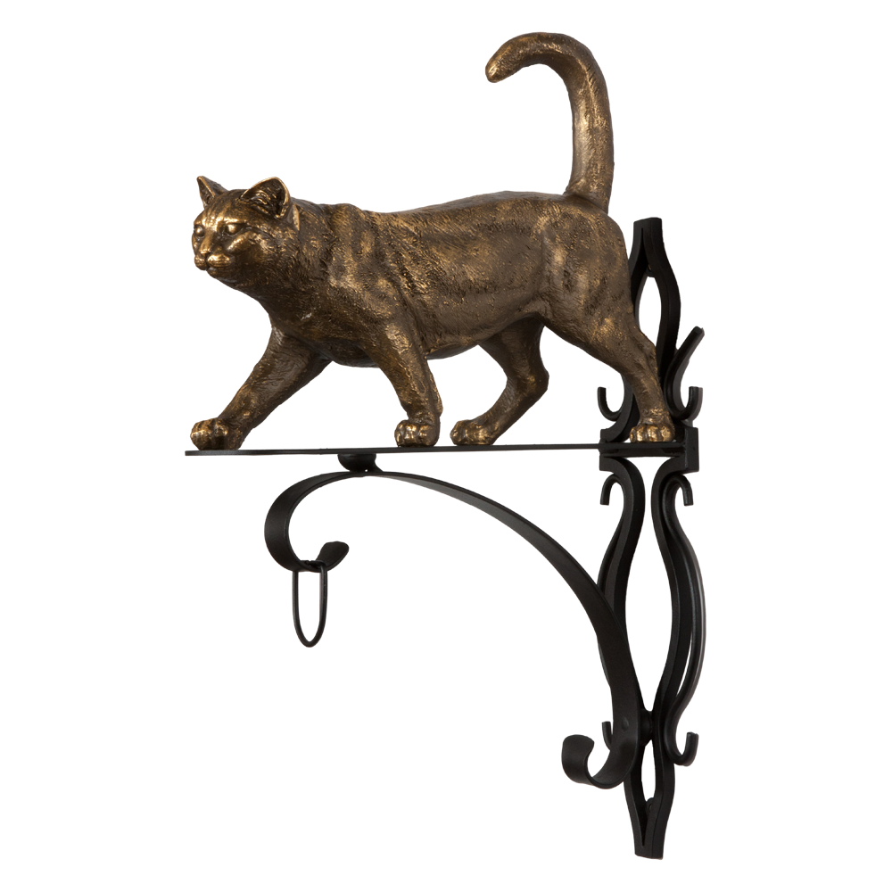 Кронштейн для цветов Кот Welcome Бронза