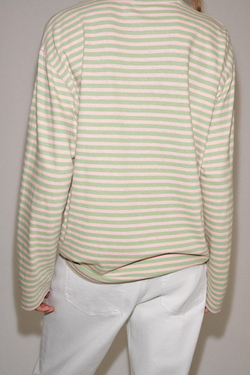 ZARA ФУТБОЛКА ИЗ ХЛОПКА И ЛЬНА В ПОЛОСКУ, МЯТНЫЙ