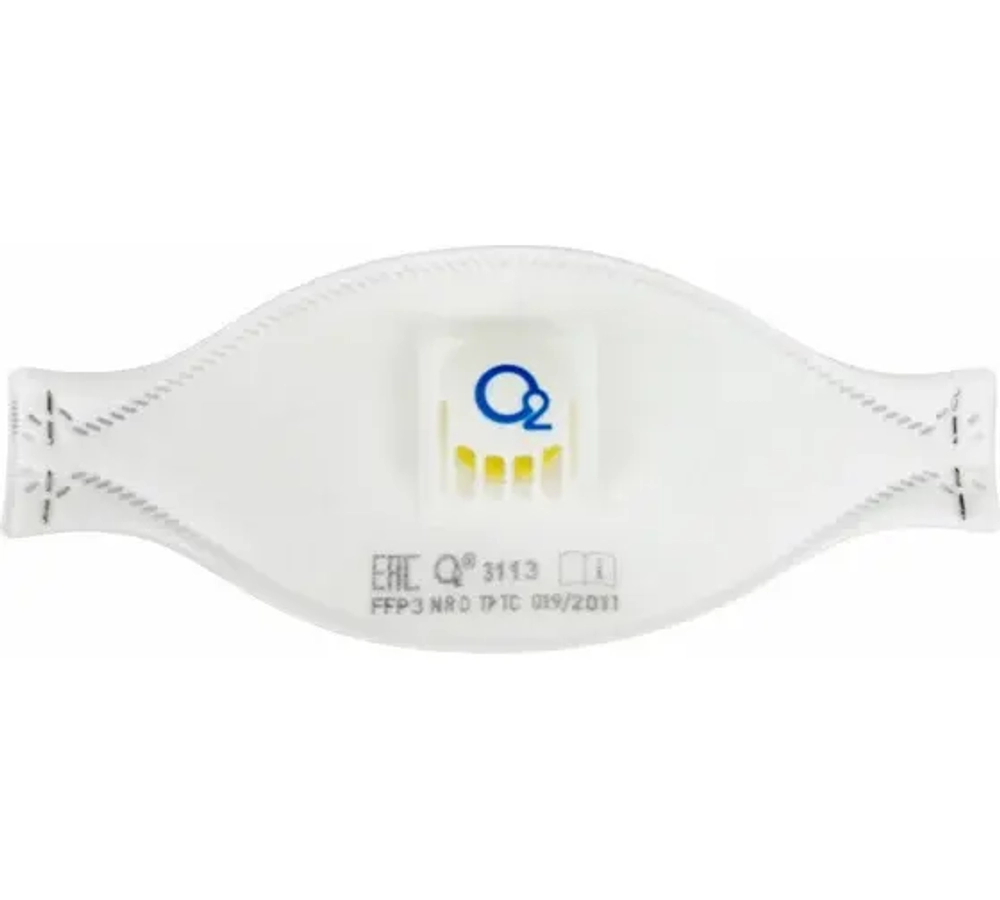 О2 Полумаска фильтрующая трехпанельная 3113 FFP3 NR D, до 50 ПДК, с клапаном выдоха