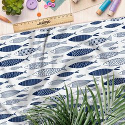 Ткань барби океанские рыбки