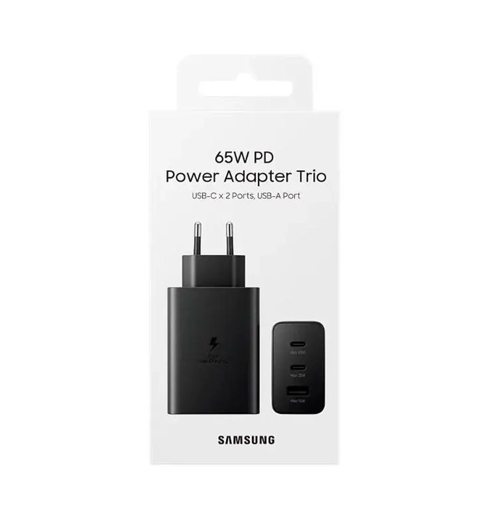 Сетевое зарядное устройство Samsung Super Fast Charger 2хType-C/USB 3.0 /65W (черный)