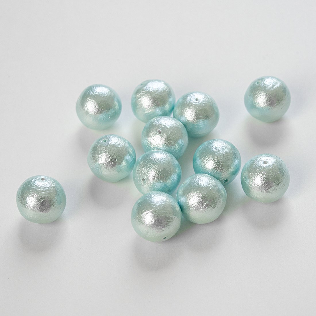 Хлопковый жемчуг, оттенок "Aqua", шар 16мм, сквозное отверстие