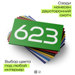 Номер на дверь 623, табличка на дверь для офиса, квартиры, кабинета, аудитории, склада, зеленая 120х70 мм, Айдентика Технолоджи