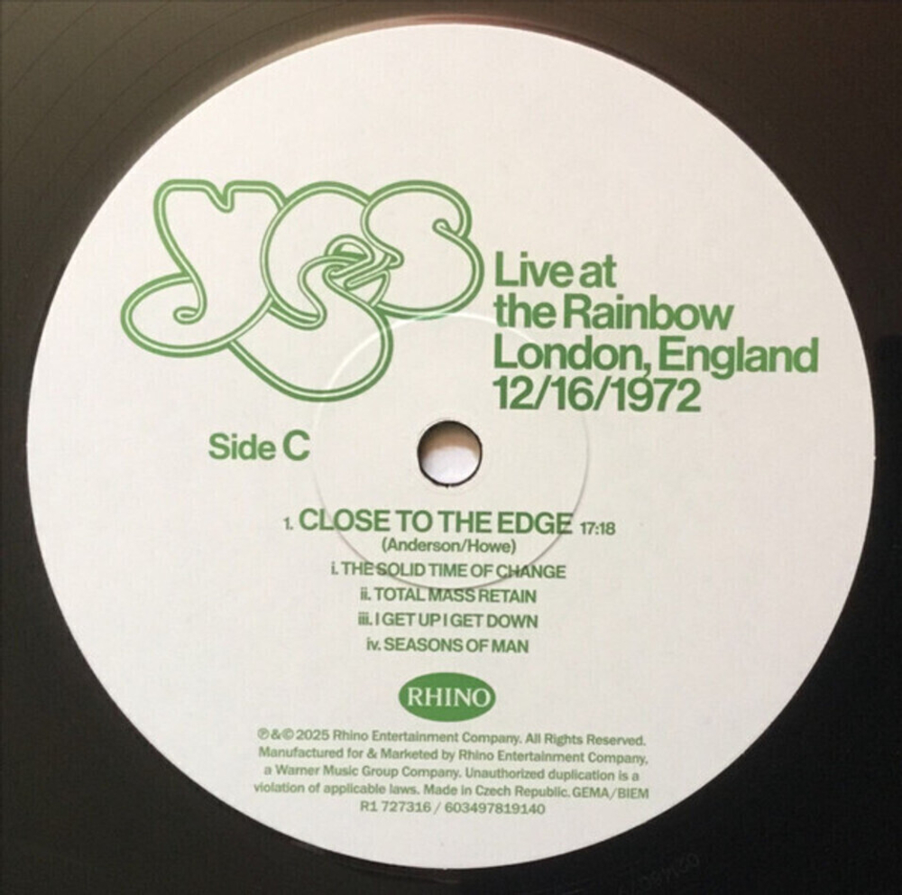 Yes / Live At The Rainbow, London 1972 (Limited Edition)(3LP)