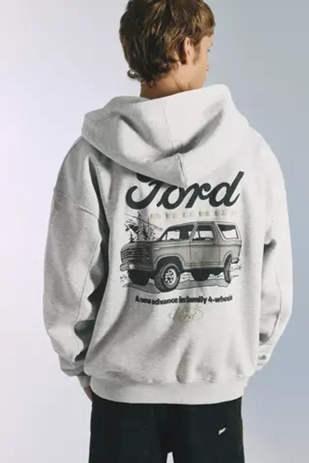 PULL&BEAR Толстовка на молнии Ford, серый меланж