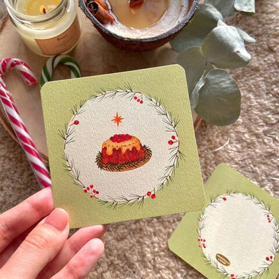 открытка "рождественский пирог"