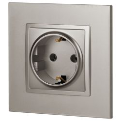 Розетка ЭРА Elegance 14-2101-16 с заземлением 2P+E Schuko 16А-250В титан