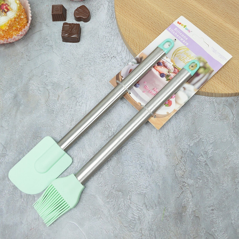Набор кухонных принадлежностей силиконовый: лопатка+кисточка, 28*5см