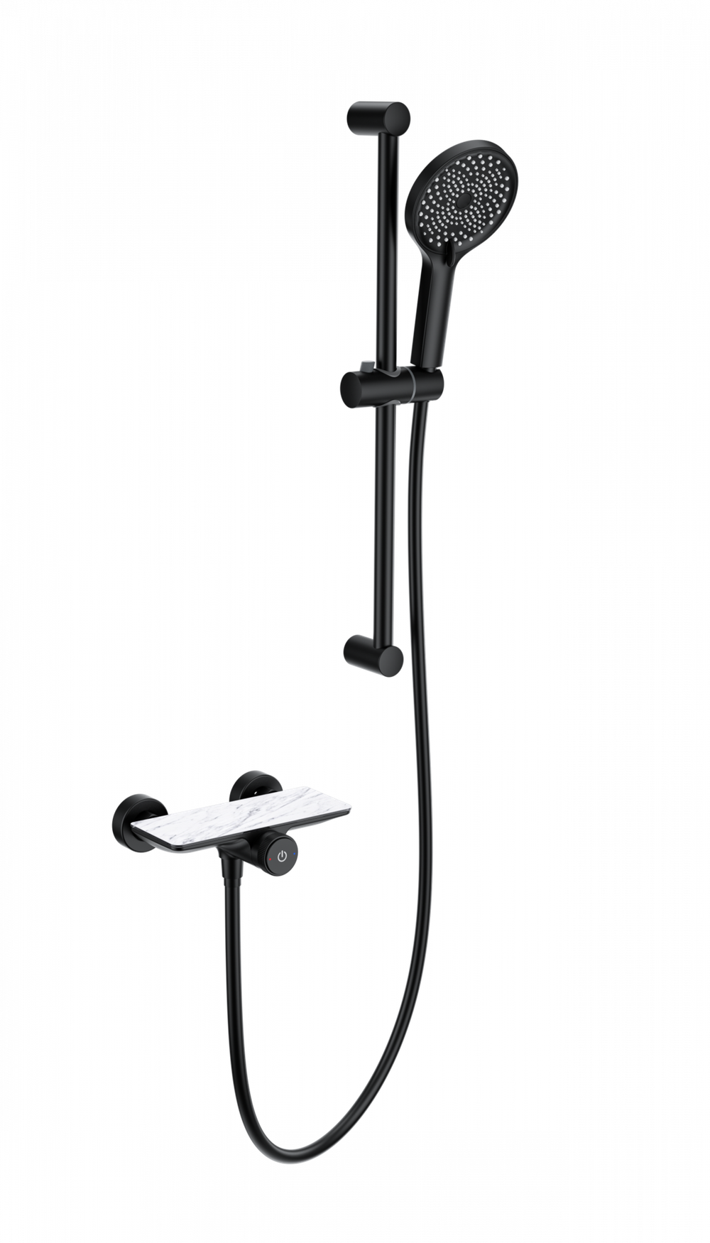 Смеситель для душа с гарнитуромWONZON & WOGHAND ClickPlate, Черный матовый (WW-B2052-A-MB)