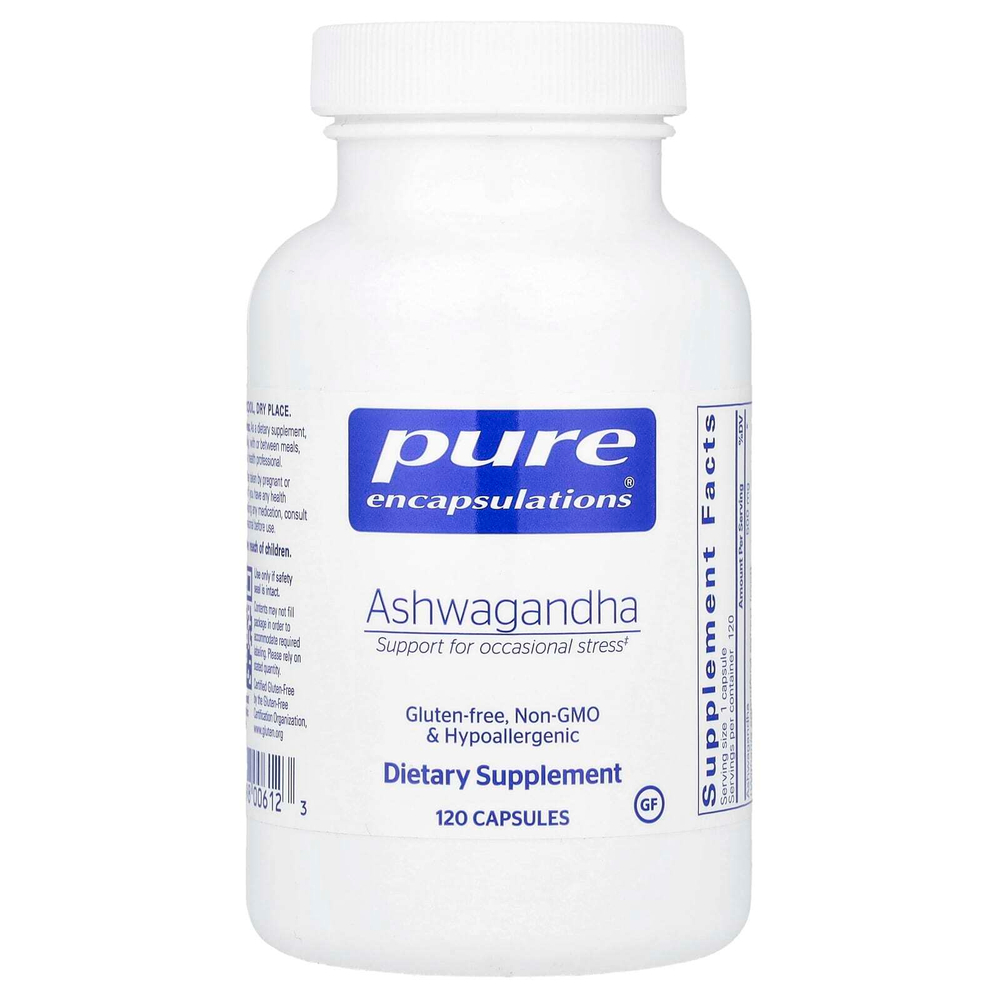 Pure Encapsulations, Ашваганда, 120 капсул (500 мг на капсулу)