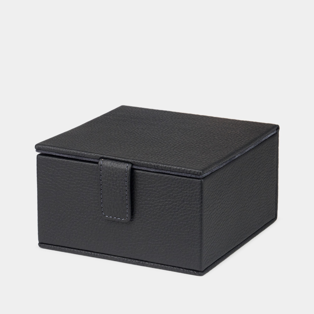 Кофр для хранение из натуральной кожи теленка, черного цвета