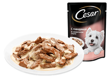 Cesar с говядиной в сливочном соусe, пауч 85 гр