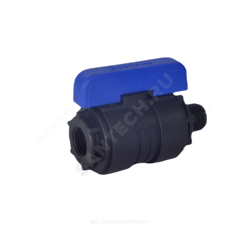 Кран шаровой компрессионный ПЭ Ду 26 1"x3/4" НР/ВР Ру16 VALFEX 1210012100034
