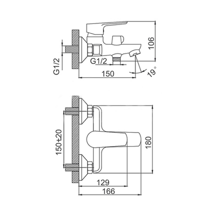 Смеситель для ванны Frud R105 R32105, с коротким изливом, хром