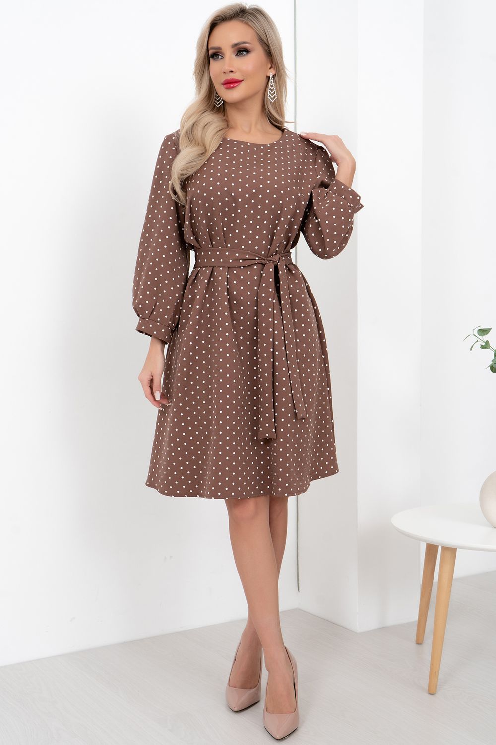 Платье Карина (бежевый/горох) Р11-2004/2 Nikol