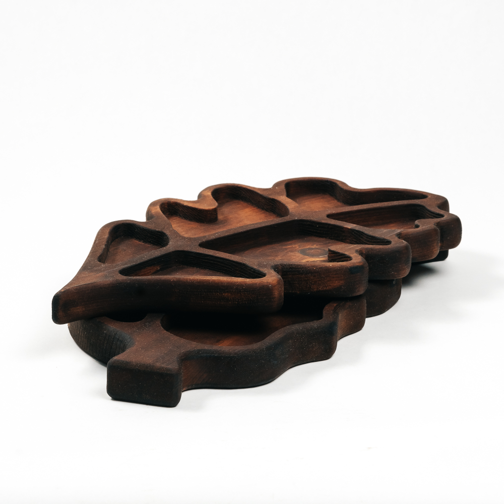 Набор деревянных менажниц из кедра для подачи блюд и закусок "листья". MGN8