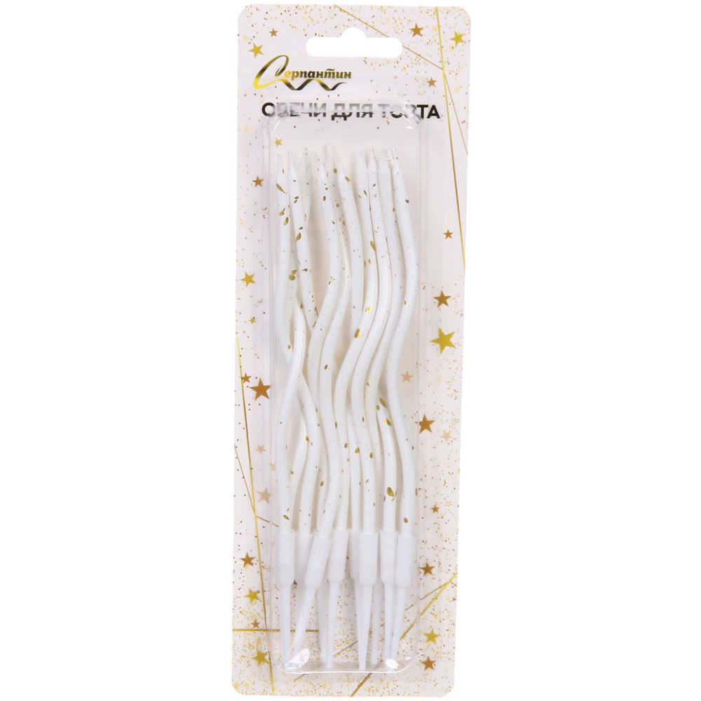 Свечи в торт «Волшебный узор» 12 шт. 14,5 См, белый