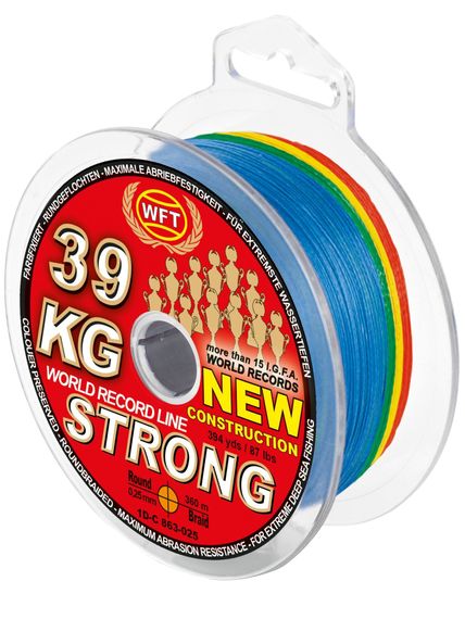 Леска плетёная WFT KG STRONG EXACT ELECTRA 700 Multicolor 360 м, 0,25 мм