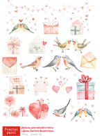 Трансфер переводной - декаль для свечей и гипса день святого Валентина 004