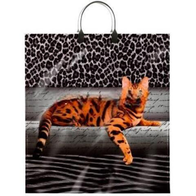 Пакет с пластиковой ручкой ПВД 40х44 (100 мкм) "Бенгал" лам. (10/100 шт.) Интерпак