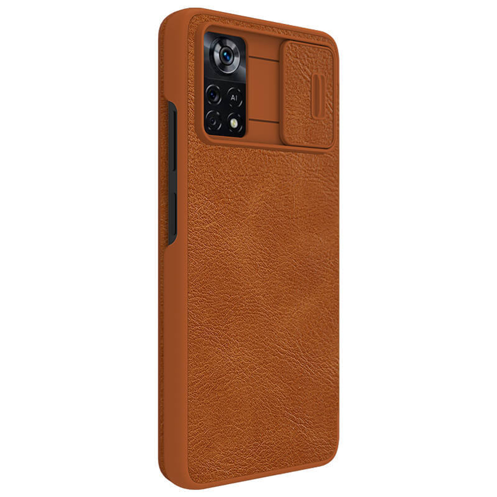 Кожаный чехол-книжка Nillkin Leather Qin Pro c защитой камеры для Poco X4 Pro 5G