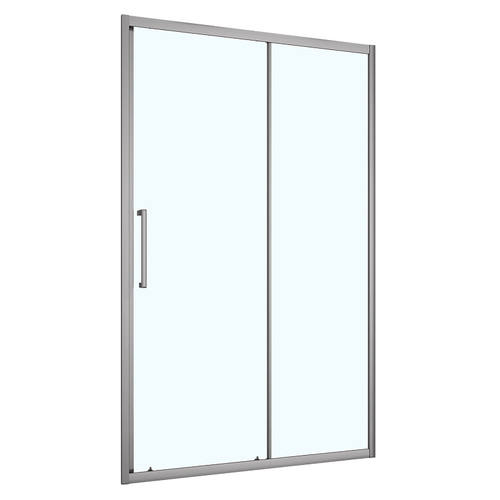 Душевая дверь Loranto раздвижная 140х190, толщина полотна 6мм универсальная, цвет профиля серый матовый