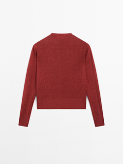 Massimo Dutti Кардиган из 100% льна с длинными рукавами, бургундский