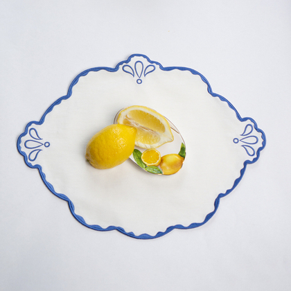 Плейсмат "Дача" белый с синим краем