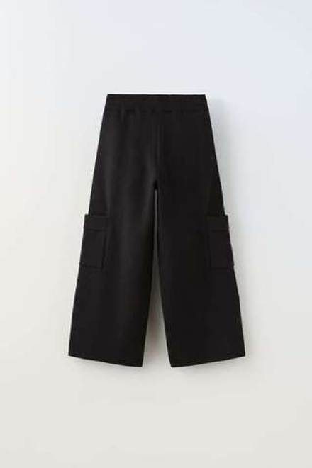 ZARA ТРИКОТАЖНЫЕ БРЮКИ КАРГО, ЧЕРНЫЙ