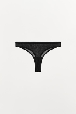 ZARA МЯГКИЕ ТРУСЫ-ТАНГА, ЧЕРНЫЙ