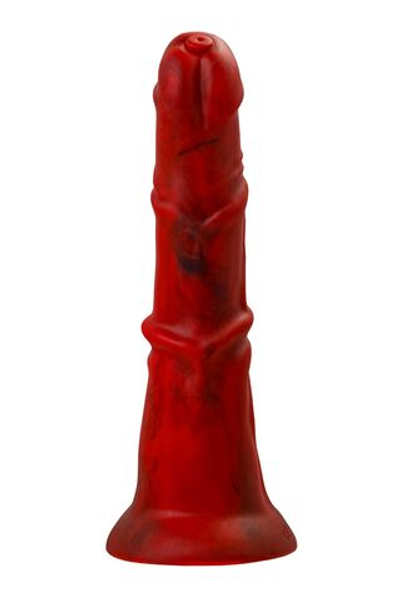 Силиконовый вибратор Monster Rex - 24,5 см. (Цвет: красный с черным)