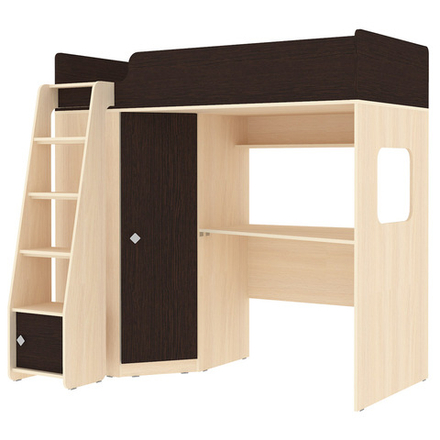 Кровать-чердак КарИВи Л-В603.1  Дуб Молочный Венге
