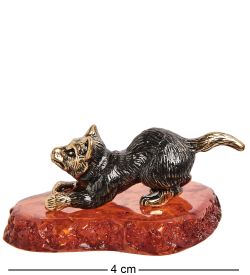 Народные промыслы AM-1303 Фигурка «Игривая собака» (латунь, янтарь)