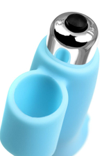 Голубая вибронасадка на палец JOS DANKO для точки G - 9,5 см. (Цвет: голубой)