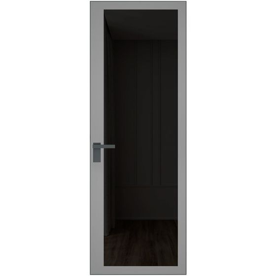 Алюминиевая дверь 2AGК кромка серая ночь стекло планибель графит прокрас серый