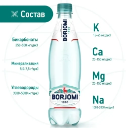 Вода минеральная Borjomi природная лечебно-столовая, 0,5 л