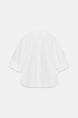 ZARA РУБАШКА С ОБЪЕМНЫМИ РУКАВАМИ ZW COLLECTION, БЕЛЫЙ