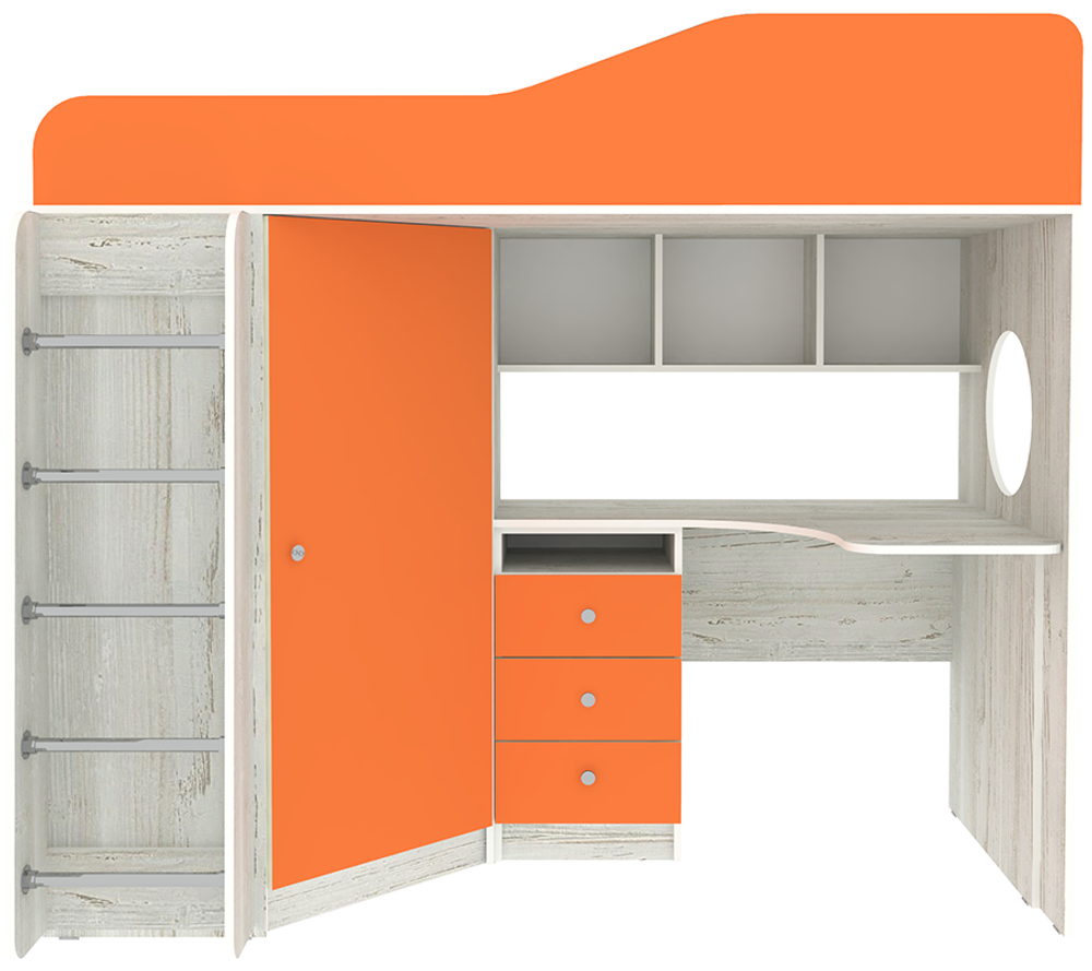 Кровать-чердак КарИВи Кадет 1 с металлической лестницей Винтерберг Оранжевый