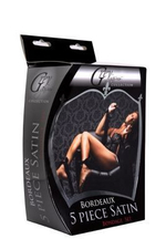 Бондажный набор из сатиновых лент Bordeaux 5 Piece Satin Bondage Set (Цвет: черный)