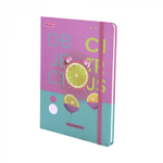 Записная книжка, А5, Yalong, 7БЦ, матовая ламинация, на резинке, ляссе, клетка, 80 л., "Яркие объекты"