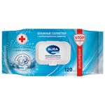 Салфетки влажные 120 шт, AURA Family антибактериальные, для всей семьи, крышка клапан, 14622