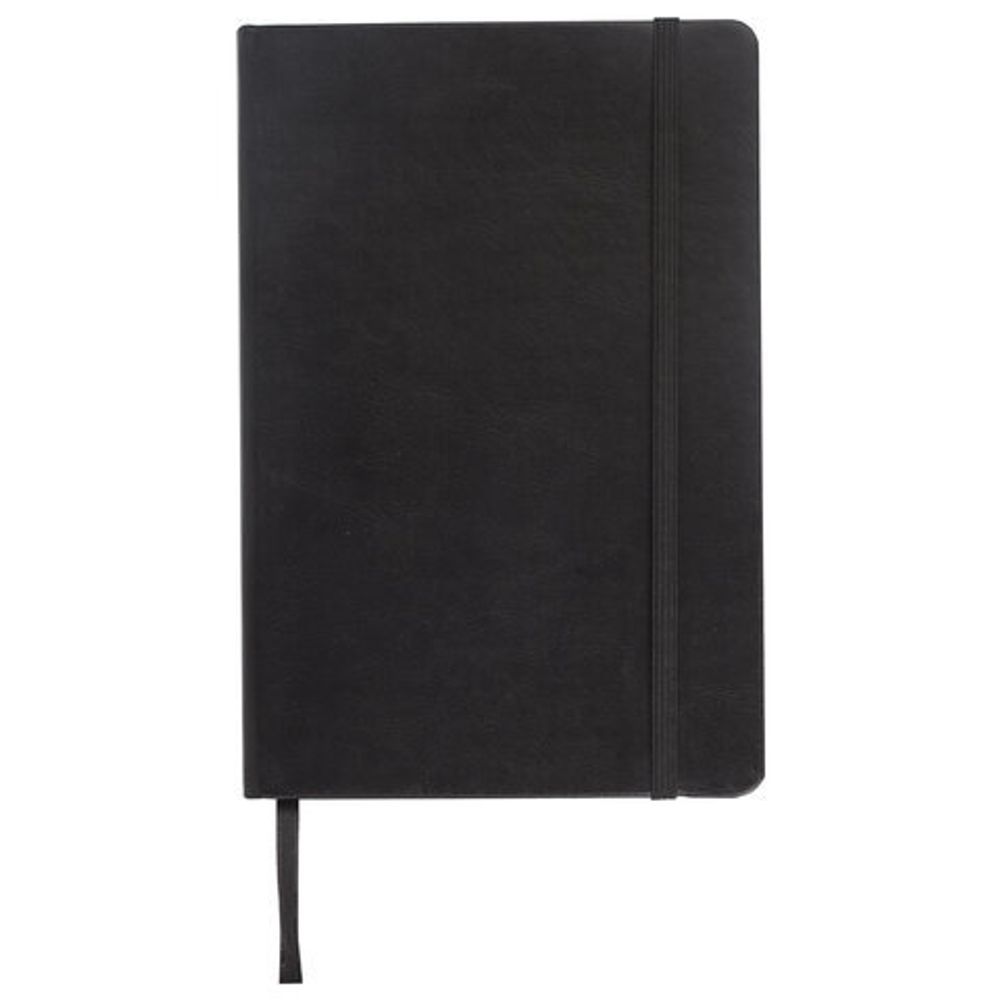 Блокнот в клетку с резинкой А5 (148x218 мм), 80 л., под кожу черный BRAUBERG "Metropolis Special", 111577