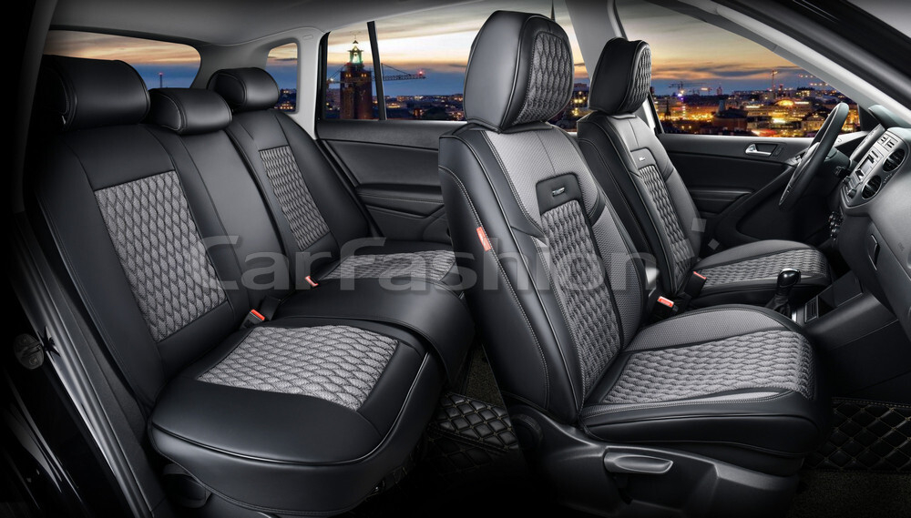 Чехлы на сидения CarFashion каркас 5D«TITAN PLUS» 27241 -Экокожа серый/черный/серый/черный